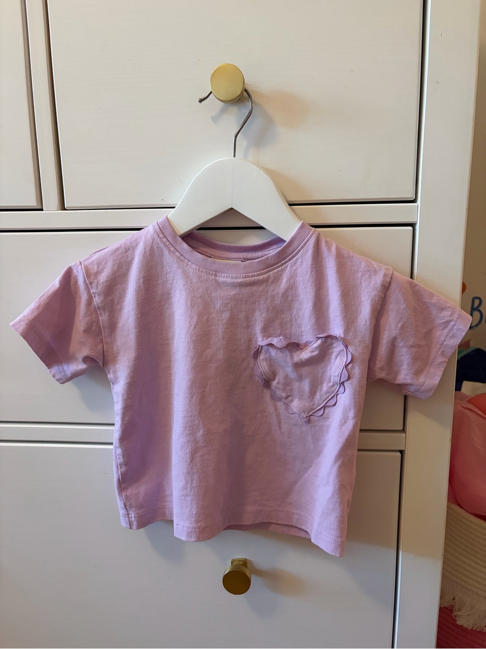 Zara Girls Purple Heart Pocket Top 18M Short Sleeve Toddler Play